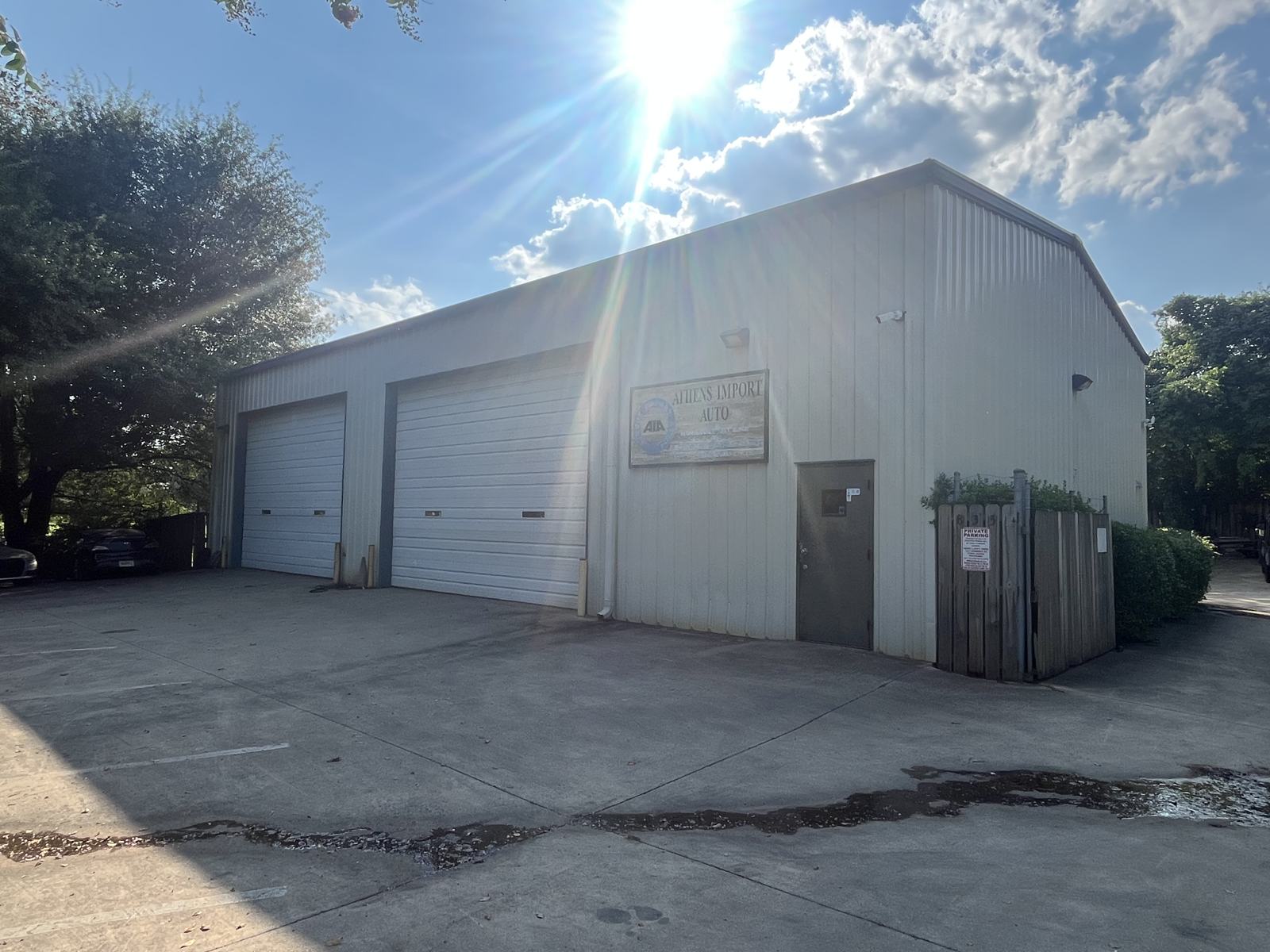 Service bay doors at Athens Import Auto Repair in Athens, Georgia
